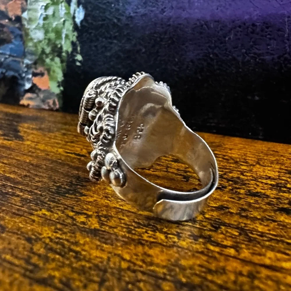 Sterling Silver TAXCO Lapis Lazuli Poison Ring (7-10)